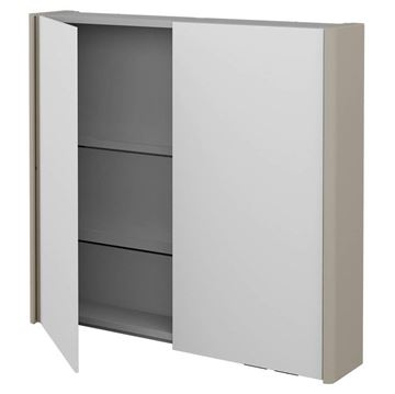 DŘEVOJAS ENZO GA2OE 80 zrcadlová skříňka 80,6x74,1x15,3 cm, osvětlení s regulací stmívání, s vypínačem a el. zásuvkou, lamino/MDF, matná béžová