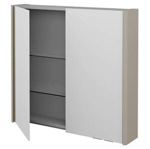 DŘEVOJAS ENZO GA2OE 80 zrcadlová skříňka 80,6x74,1x15,3 cm, osvětlení s regulací stmívání, s vypínačem a el. zásuvkou, lamino/MDF, matná béžová