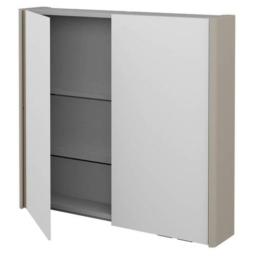 DŘEVOJAS ENZO GA2OE 80 zrcadlová skříňka 80,6x74,1x15,3 cm, osvětlení s regulací stmívání, s vypínačem a el. zásuvkou, lamino/MDF, matná béžová 148133 Obrázek - Hlavní obrázek