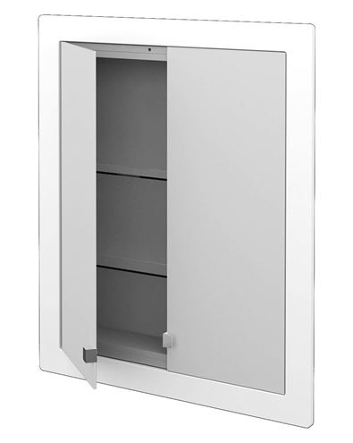 DŘEVOJAS GRID GA2OE 60 zrcadlová skříňka vestavná 72,4x86,3x14 cm, osvětlení, s el. zásuvkou, lamino, vysoce lesklá bílá 49310 Obrázek - fotka