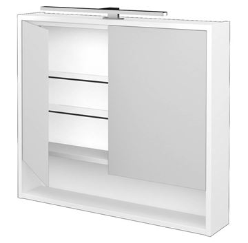 DŘEVOJAS FOCUS GA2OE 80 zrcadlová skříňka 80x73,5x21 cm, osvětlení, s vypínačem a el. zásuvkou, lamino, lesklá bílá