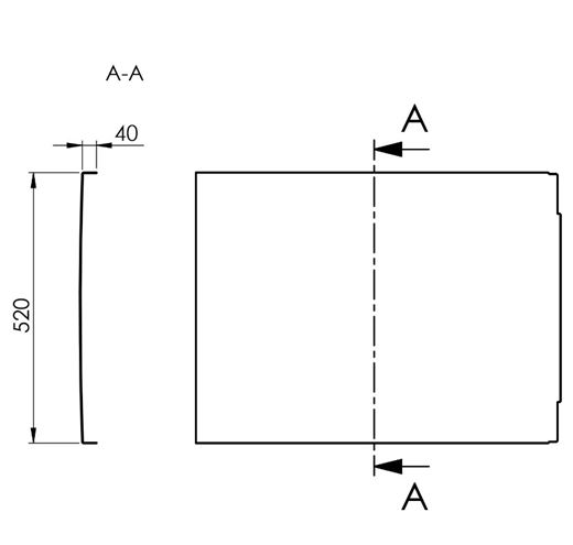 POLYSAN COUVERT boční panel k vaně 70x52 cm 72854 Technický nákres