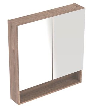 GEBERIT SELNOVA SQUARE zrcadlová skříňka 78,8x85x17,5 cm, dřevotříska, ořech hickory