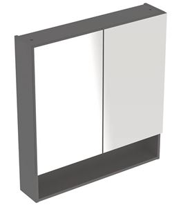 GEBERIT SELNOVA SQUARE zrcadlová skříňka 78,8x85x17,5 cm, dřevotříska, lávová/matný lak