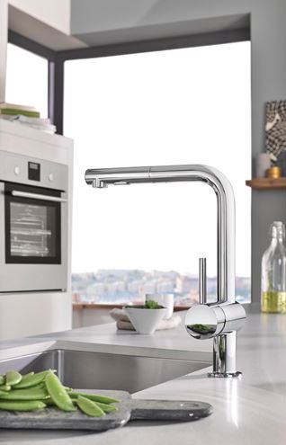 GROHE MINTA dřezová baterie, s vytahovací sprškou, chrom 30274000 Obrázek - fotka