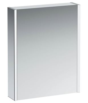 LAUFEN FRAME 25 zrcadlová skříňka 60x75x15 cm, osvětlení, s vypínačem a el. zásuvkou, panty vlevo, hliník, lesklá bílá