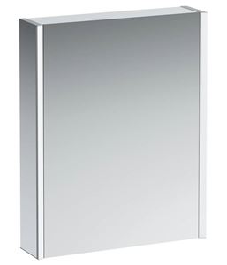 LAUFEN FRAME 25 zrcadlová skříňka 60x75x15 cm, osvětlení, s vypínačem a el. zásuvkou, panty vlevo, hliník, lesklá bílá
