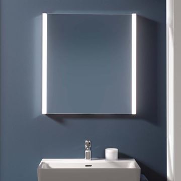 LAUFEN FRAME 25 zrcadlová skříňka 60x75x15 cm, osvětlení, s vypínačem a el. zásuvkou, panty vlevo, hliník, lesklá bílá H4084519001451 Obrázek - fotka