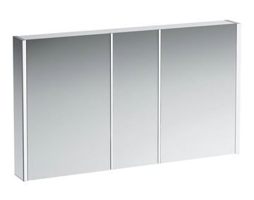 LAUFEN FRAME 25 zrcadlová skříňka 130x75x15 cm, osvětlení, s vypínačem a el. zásuvkou, hliník, zrcadlo