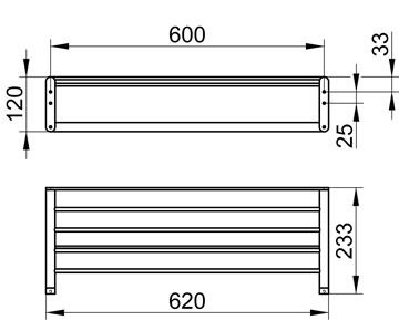 KEUCO ELEGANCE držák ručníků 605 mm, chrom 11675010000 Technický nákres