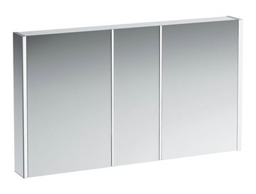 LAUFEN FRAME 25 zrcadlová skříňka 130x75x15 cm, osvětlení, hliník, lesklá bílá