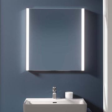 LAUFEN FRAME 25 zrcadlová skříňka 60x75x15 cm, osvětlení, s vypínačem a el. zásuvkou, panty vpravo, hliník, zrcadlo H4084029001441 Obrázek - fotka