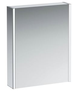 LAUFEN FRAME 25 zrcadlová skříňka 60x75x15 cm, osvětlení, s vypínačem a el. zásuvkou, panty vlevo, hliník, lesklá bílá