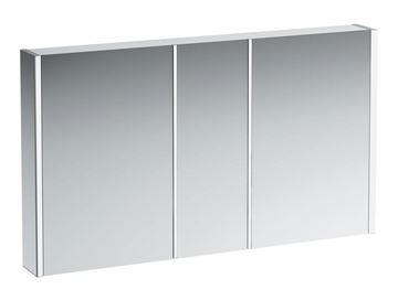 LAUFEN FRAME 25 zrcadlová skříňka 130x75x15 cm, osvětlení, s vypínačem a el. zásuvkou, hliník, lesklá bílá