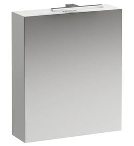LAUFEN BASE zrcadlová skříňka 60x70x18,5 cm, osvětlení, s vypínačem a el. zásuvkou, panty vlevo, MDF, lesklá bílá