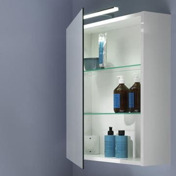 LAUFEN BASE zrcadlová skříňka 60x70x18,5 cm, osvětlení, s vypínačem a el. zásuvkou, panty vlevo, MDF, lesklá bílá H4027511102611 Obrázek - fotka
