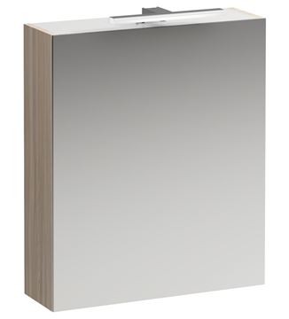 LAUFEN BASE zrcadlová skříňka 60x70x18,5 cm, osvětlení, s vypínačem a el. zásuvkou, panty vlevo, MDF, světlý jilm