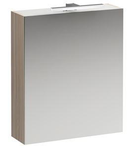 LAUFEN BASE zrcadlová skříňka 60x70x18,5 cm, osvětlení, s vypínačem a el. zásuvkou, panty vlevo, MDF, světlý jilm