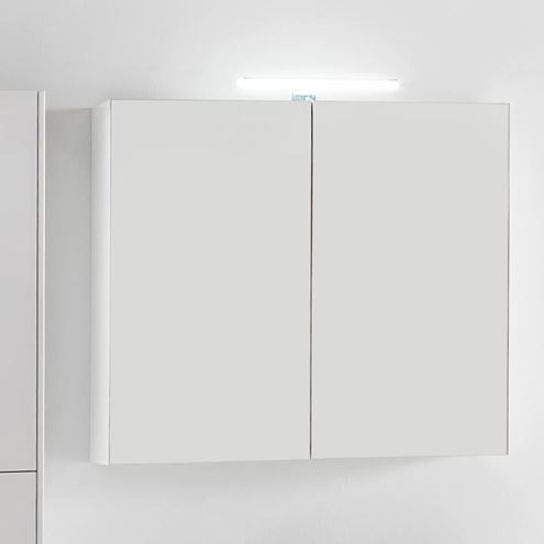 LAUFEN BASE zrcadlová skříňka 80x70x18,5 cm, osvětlení, s vypínačem a el. zásuvkou, MDF, lesklá bílá H4028021102611 Obrázek - fotka