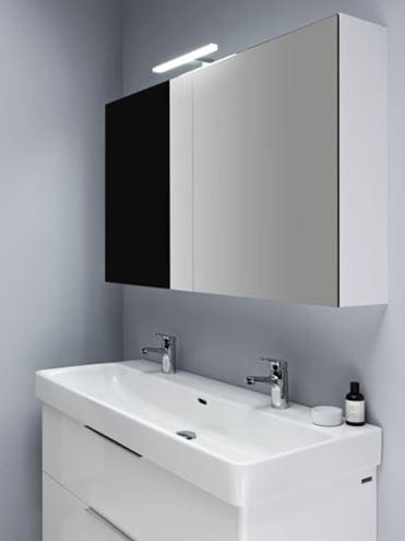 LAUFEN BASE zrcadlová skříňka 100x70x18,5 cm, osvětlení, s vypínačem a el. zásuvkou, MDF, lesklá bílá H4028521102611 Obrázek - fotka