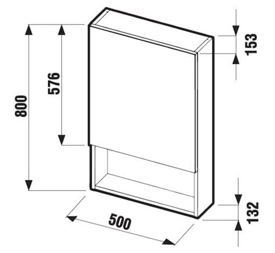 JIKA LYRA zrcadlová skříňka 50x80x15,3 cm, lamino, bílá H4532310383041 Technický nákres