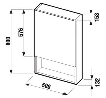 JIKA LYRA zrcadlová skříňka 50x80x15,3 cm, lamino, bílá H4532310383041 Technický nákres