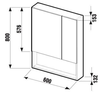 JIKA LYRA zrcadlová skříňka 60x80x15,3 cm, lamino, bílá H4532410383041 Technický nákres