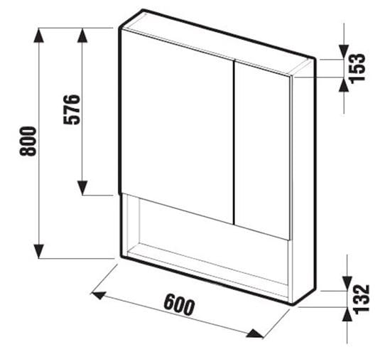 JIKA LYRA zrcadlová skříňka 60x80x15,3 cm, lamino, bílá H4532410383041 Technický nákres