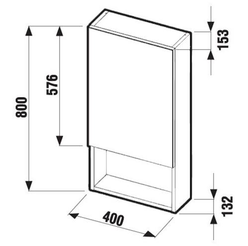 JIKA LYRA zrcadlová skříňka 40x80x15,3 cm, lamino, bílá H4532210383041 Technický nákres