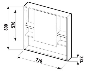 JIKA LYRA zrcadlová skříňka 77,5x80x13,2 cm, lamino, bílá H4532510383041 Technický nákres