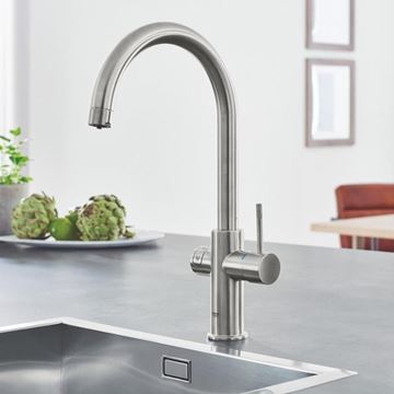 GROHE BLUE HOME dřezová elektronická baterie, s filtračním a chladícím zařízením, Bluetooth, napájení ze sítě, supersteel 31455DC1 Obrázek - fotka
