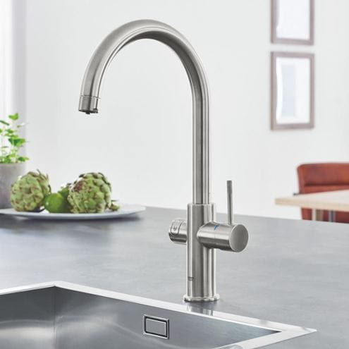 GROHE BLUE HOME dřezová elektronická baterie, s filtračním a chladícím zařízením, Bluetooth, napájení ze sítě, supersteel 31455DC1 Obrázek - fotka