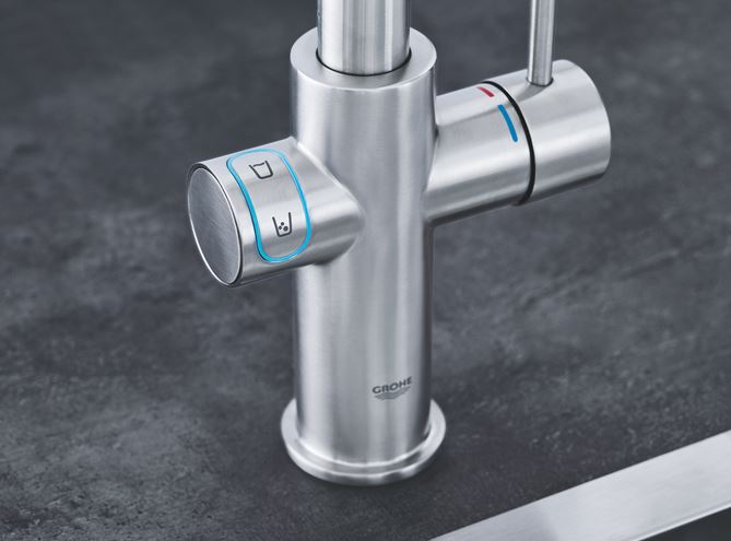 GROHE BLUE HOME dřezová elektronická baterie, s filtračním a chladícím zařízením, Bluetooth, napájení ze sítě, supersteel 31455DC1 Obrázek - fotka