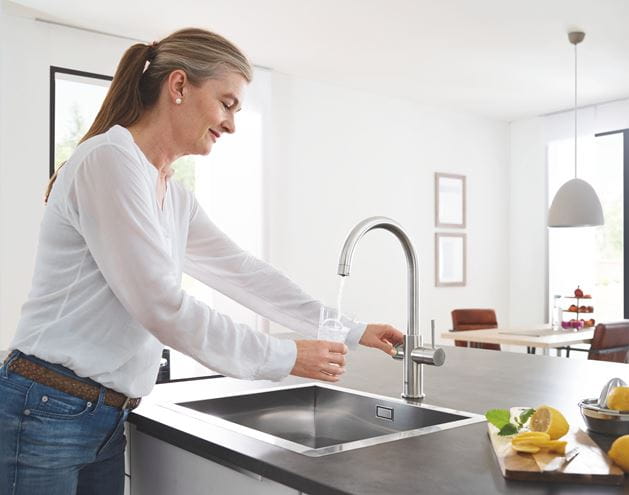 GROHE BLUE HOME dřezová elektronická baterie, s filtračním a chladícím zařízením, Bluetooth, napájení ze sítě, supersteel 31455DC1 Obrázek - fotka