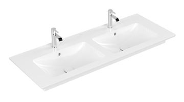 VILLEROY & BOCH VENTICELLO dvojumyvadlo 130 cm, se 2 otvory pro baterie a přepadem, CeramicPlus, alpská bílá 4111DLR1 Obrázek - fotka