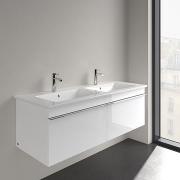 VILLEROY & BOCH VENTICELLO dvojumyvadlo 130 cm, se 2 otvory pro baterie a přepadem, alpská bílá 4111DL01 Obrázek - fotka
