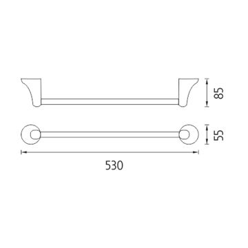 NIMCO MONOLIT držák ručníku 530 mm, chrom MO 4046-26 Technický nákres