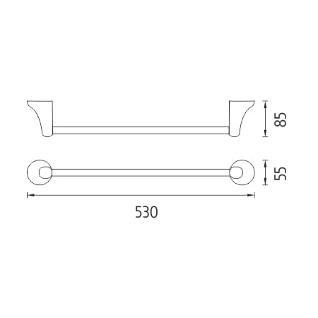 NIMCO MONOLIT držák ručníku 530 mm, chrom MO 4046-26 Technický nákres