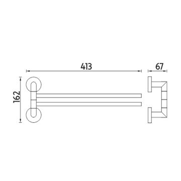 NIMCO UNIX držák ručníků 413 mm, dvojramenný, otočný, chrom UN 13096-26 Technický nákres