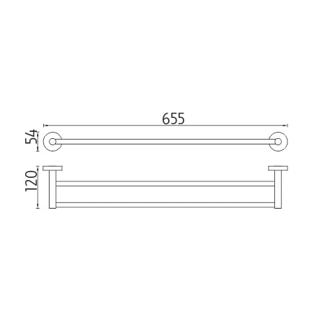 NIMCO UNIX držák ručníků 655 mm dvojramenný, chrom UN 13061D-26 Technický nákres