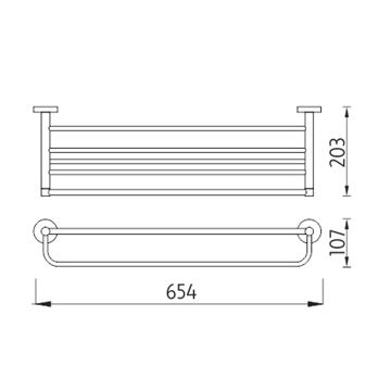 NIMCO UNIX držák ručníků 654 mm, chrom UN 13063-26 Technický nákres