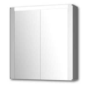 JOKEY TROMSÖ zrcadlová skříňka 63x68,5 cm, osvětlení, s vypínačem a el. zásuvkou, MDF/dřevo, aluminium