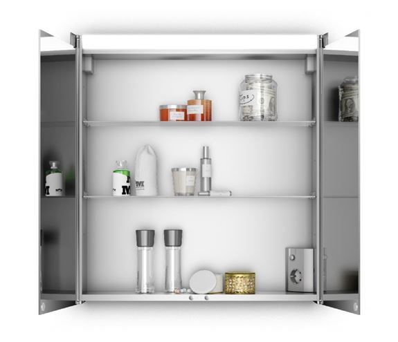 JOKEY TROMSÖ zrcadlová skříňka 63x68,5 cm, osvětlení, s vypínačem a el. zásuvkou, MDF/dřevo, aluminium 112112020-0140 Obrázek - fotka