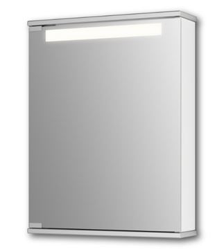 JOKEY CENTO 50 LS zrcadlová skříňka 50x65x14 cm, osvětlení, s vypínačem a el. zásuvkou, MDF/dřevo, aluminium/bílá