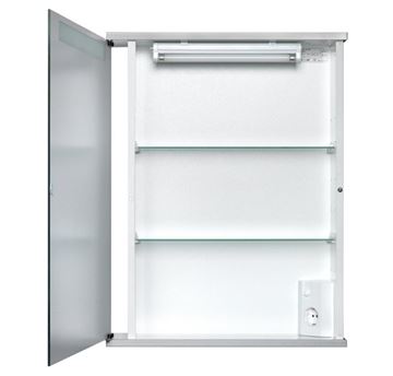 JOKEY CENTO 50 LS zrcadlová skříňka 50x65x14 cm, osvětlení, s vypínačem a el. zásuvkou, MDF/dřevo, aluminium/bílá 114311020-0140 Obrázek - fotka