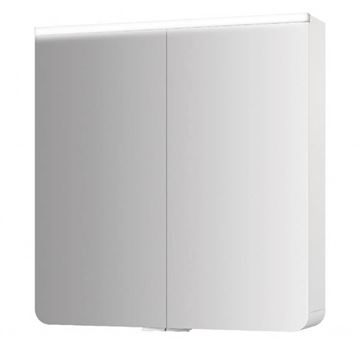 JOKEY XANTO LINE LED zrcadlová skříňka 62,9x66,2x15 cm, osvětlení, s vypínačem a el. zásuvkou, MDF/dřevo, bílá