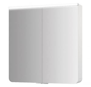 JOKEY XANTO LINE LED zrcadlová skříňka 62,9x66,2x15 cm, osvětlení, s vypínačem a el. zásuvkou, MDF/dřevo, bílá