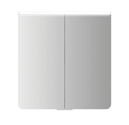JOKEY XANTO LINE LED zrcadlová skříňka 62,9x66,2x15 cm, osvětlení, s vypínačem a el. zásuvkou, MDF/dřevo, bílá 111312520-0110 Obrázek - fotka