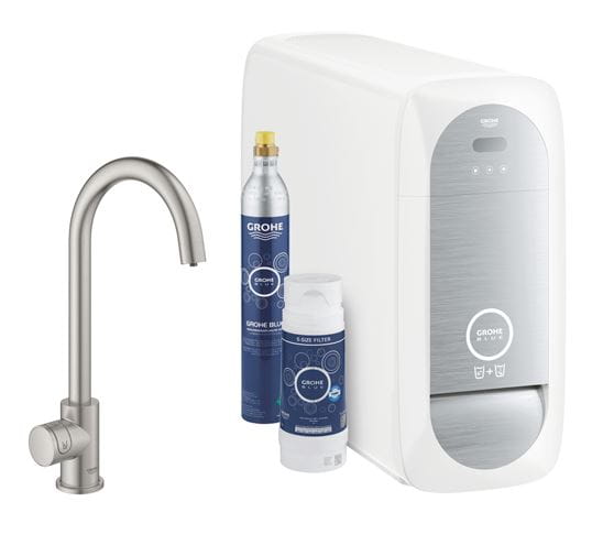 GROHE BLUE HOME dřezová elektronická baterie Mono, s filtračním a chladícím zařízením, Bluetooth, pro jednu vodu, napájení ze sítě, supersteel 31498DC1 Obrázek - Hlavní obrázek