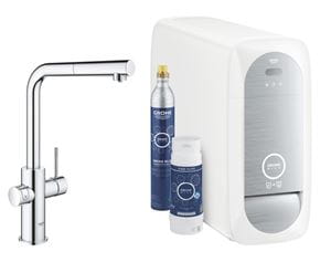 GROHE BLUE HOME dřezová elektronická baterie, s vytahovací koncovkou, s filtračním a chladícím zařízením, Bluetooth, napájení ze sítě, chrom